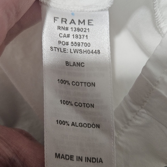 NWT Frame ruffled neck size medium 100% cotton - Picture 4 of 7
